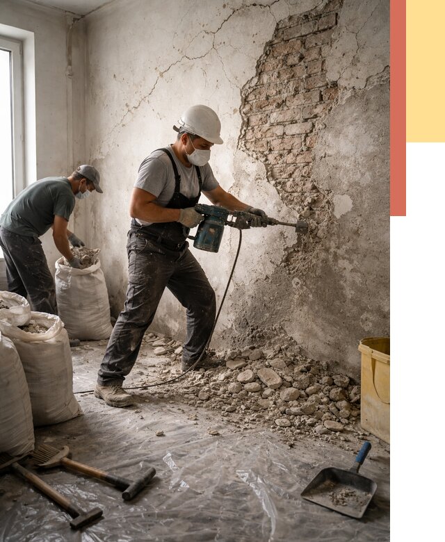 Демонтаж штукатурки со стен в Серпухове от 7316 руб/м² — быстро и недорого | ОТДЕЛОЧНИК-Срп