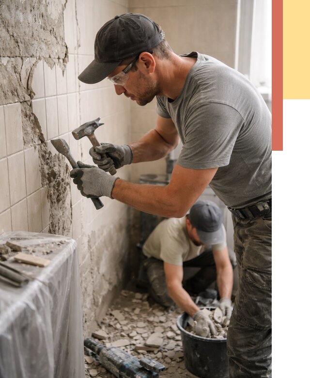 Демонтаж плитки со стен в Серпухове от 864 руб. — быстро и недорого | ОТДЕЛОЧНИК-Срп