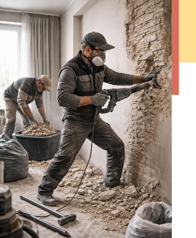 Демонтаж декоративного камня в Серпухове от 1473 руб/м² — быстро и недорого | ОТДЕЛОЧНИК-Срп