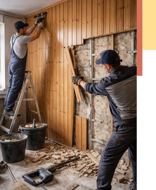 Демонтаж вагонки со стен в Серпухове от 1473 руб. — снятие, удаление, срочно | ОТДЕЛОЧНИК-Срп