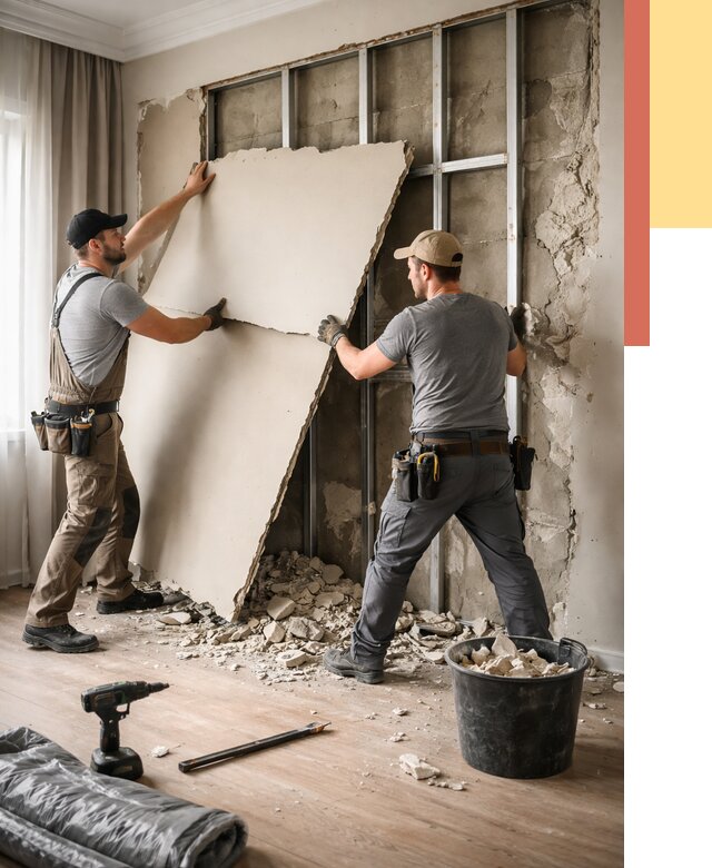 Демонтаж гипсокартона со стен в Серпухове от 356 руб. — услуги демонтажа | ОТДЕЛОЧНИК-Срп