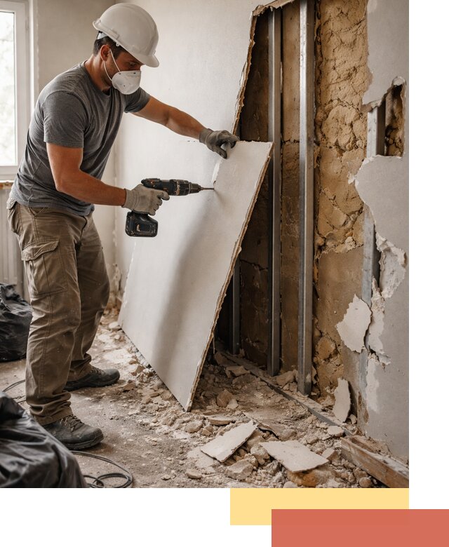 Демонтаж гипсокартона со стен в Серпухове качественно и быстро