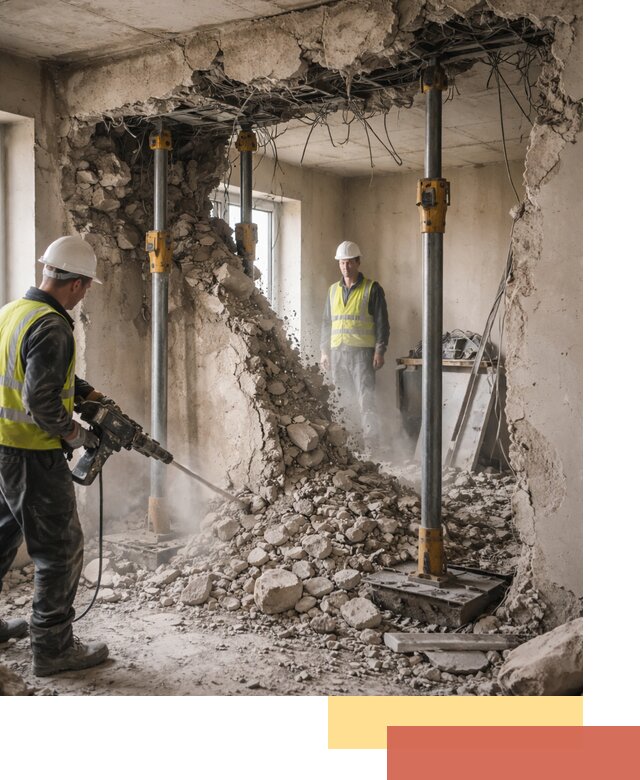 Снос несущих стен в Серпухове с гарантией безопасности и качества