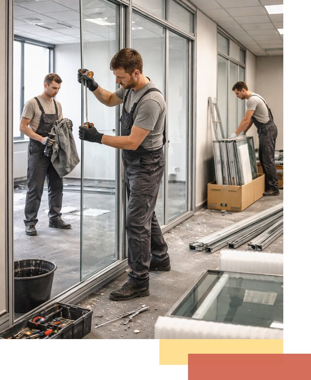 Демонтаж стеклянных перегородок в Серпухове быстро и безопасно