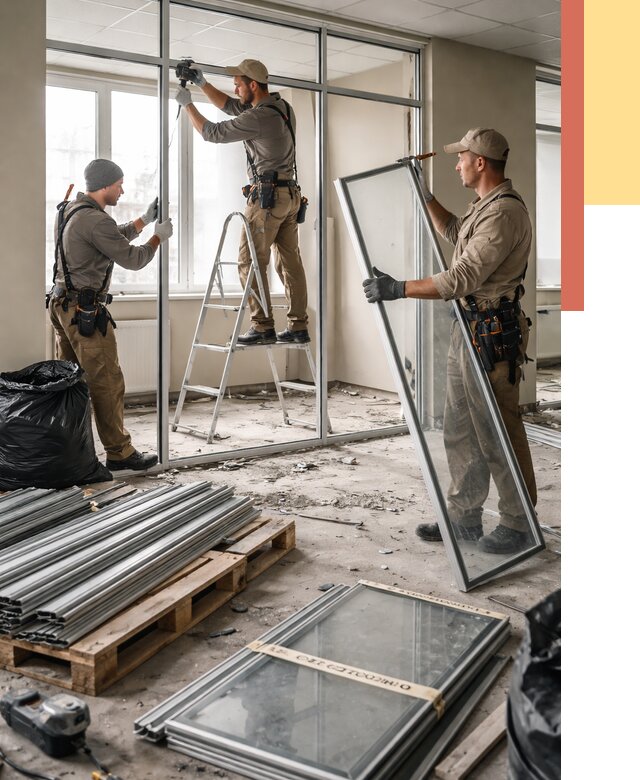 Демонтаж алюминиевых перегородок в Серпухове от 4268 руб. — быстро и недорого | ОТДЕЛОЧНИК-Срп