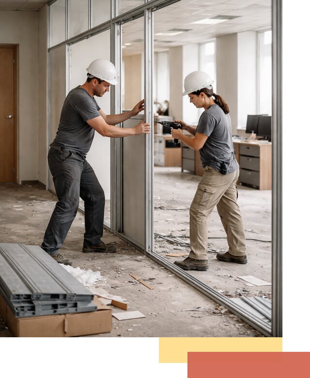 Демонтаж алюминиевых перегородок в Серпухове быстро и аккуратно