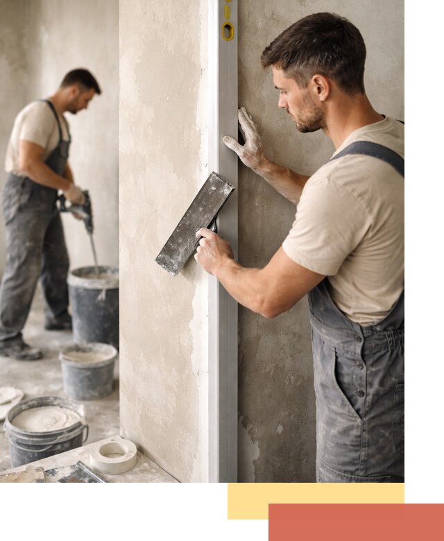 Выведение углов стен в Серпухове: монтаж и оштукатуривание