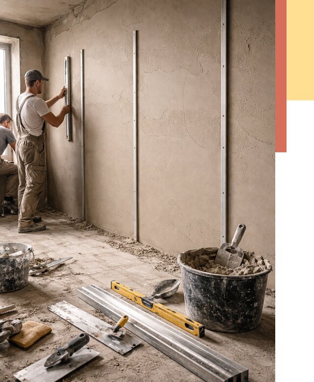 Штукатурка стен по маякам в Серпухове от 5589 руб./м² — выравнивание под ключ | ОТДЕЛОЧНИК-Срп