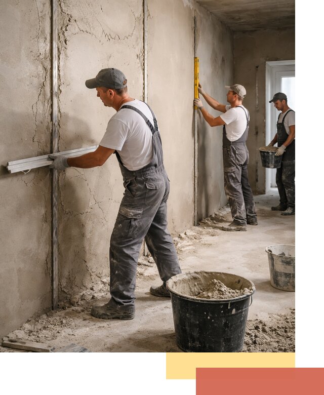 Штукатурка стен по маякам в Серпухове — точная и ровная поверхность