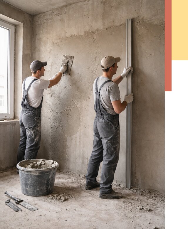 Штукатурка бетонных стен в Серпухове от 4572 руб/м² — качественно и быстро | ОТДЕЛОЧНИК-Срп