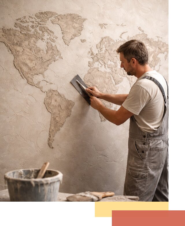 Декоративная штукатурка «Карта мира» под ключ в Серпухове