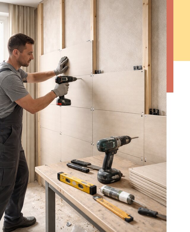 Монтаж МДФ панелей на стены в Серпухове от 1270 руб. под ключ | ОТДЕЛОЧНИК-Срп