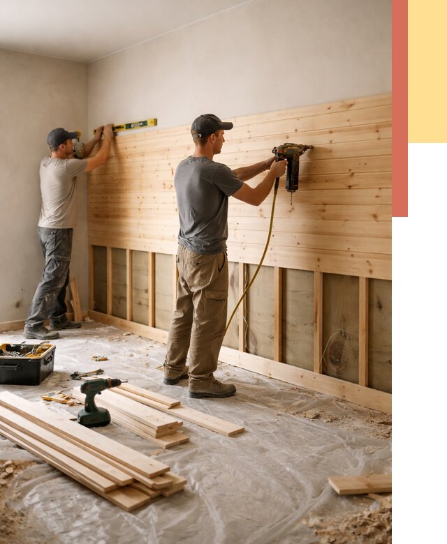 Монтаж деревянной вагонки на стены в Серпухове от 7621 руб. | Услуги монтажа вагонки | ОТДЕЛОЧНИК-Срп