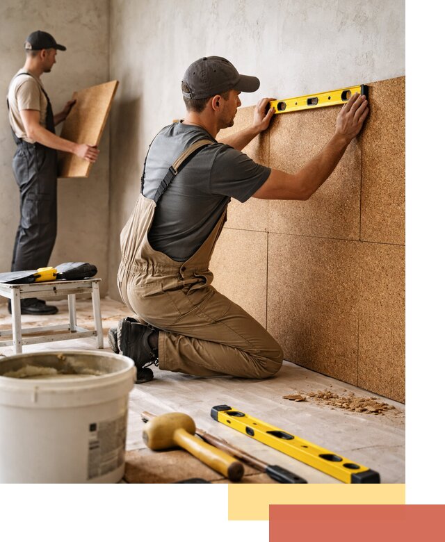 Монтаж пробковых панелей на стены в Серпухове быстро и качественно