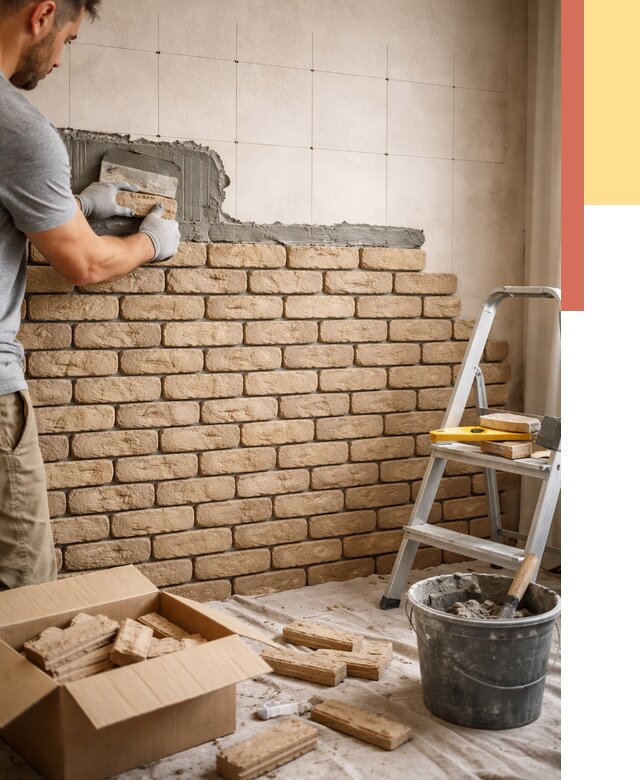 Монтаж декоративного кирпича в Серпухове от 3252 руб./м² — быстро и недорого | ОТДЕЛОЧНИК-Срп