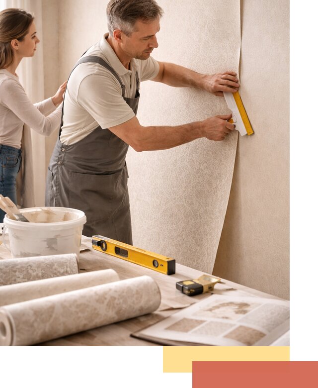 Поклейка обоев с подбором рисунка в Серпухове