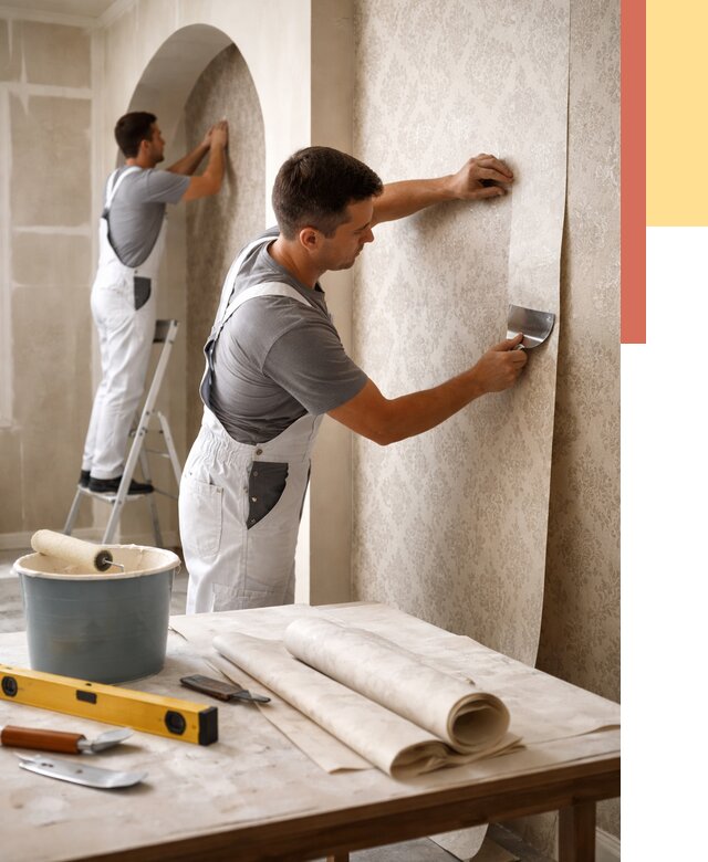 Поклейка обоев на сложные стены в Серпухове от 2845 руб. под ключ | ОТДЕЛОЧНИК-Срп