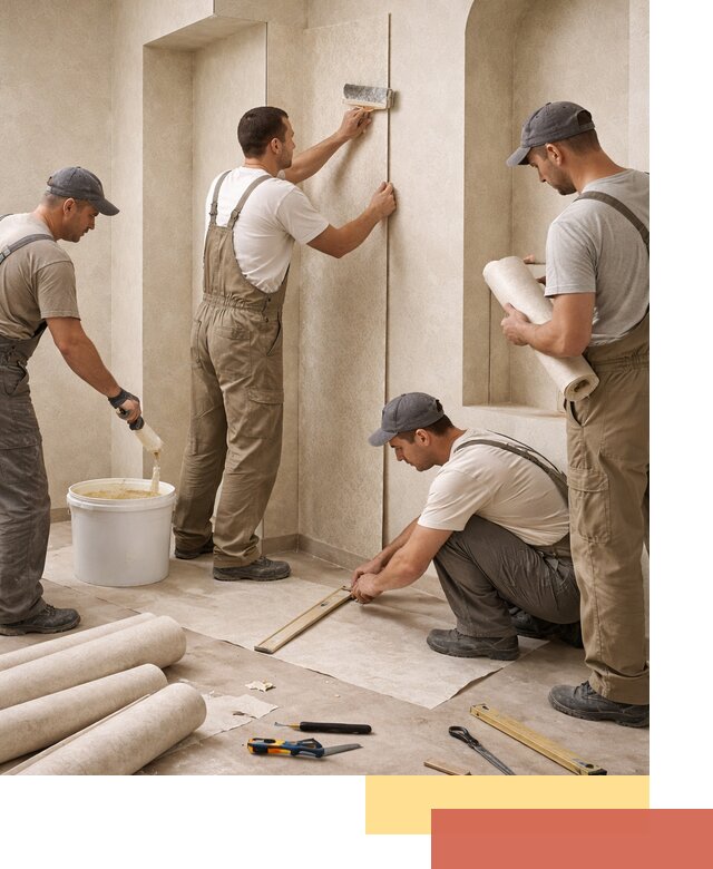 Поклейка обоев на сложные стены и неровные поверхности в Серпухове