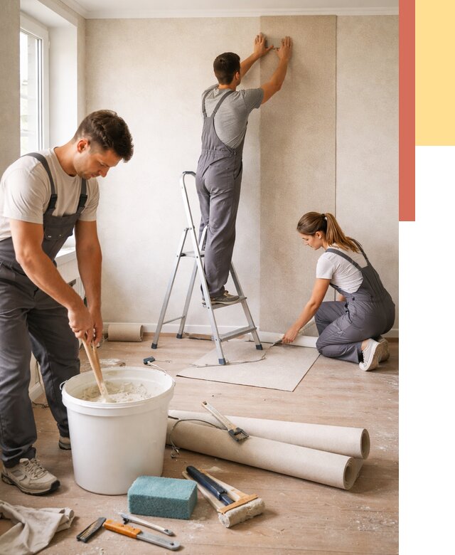 Оклейка стен обоями в Серпухове от 3556 руб/м2 — быстро и недорого | ОТДЕЛОЧНИК-Срп