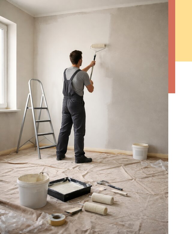 Покраска стен моющейся краской в Серпухове от 356 руб./м² — быстро и недорого | ОТДЕЛОЧНИК-Срп