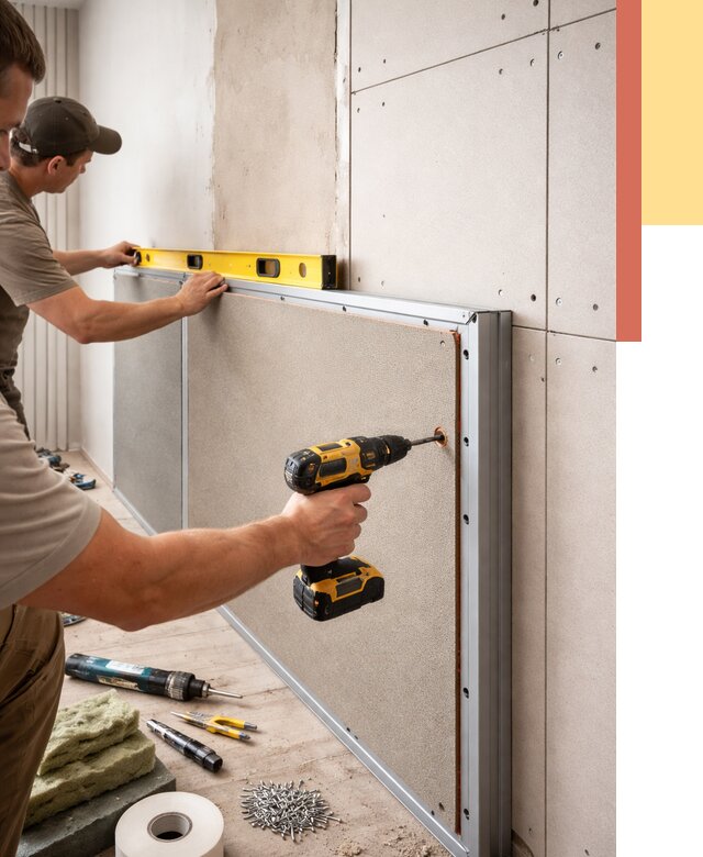 Шумоизоляция стен панелями ЗИПС в Серпухове от 2235 руб./м² под ключ | ОТДЕЛОЧНИК-Срп