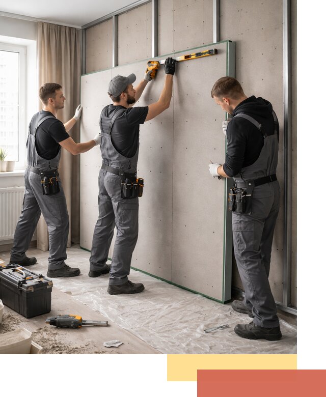 Шумоизоляция стен панелями ЗИПС в Серпухове для жилых и коммерческих помещений