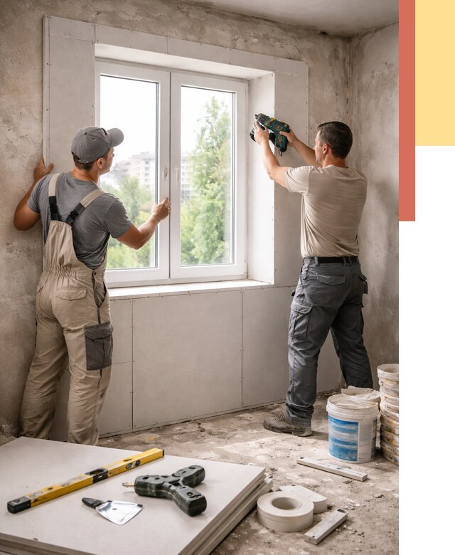 Монтаж откосов из гипсокартона в Серпухове от 4572 руб. под ключ | ОТДЕЛОЧНИК-Срп