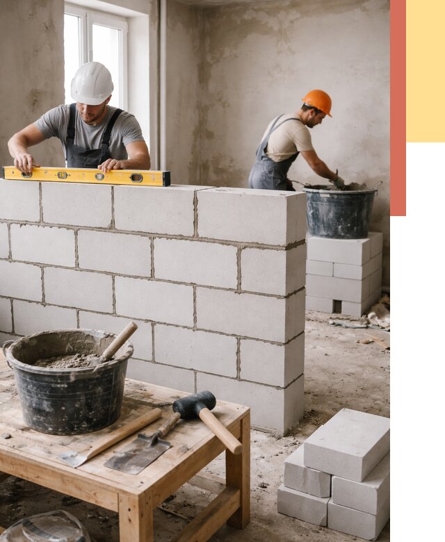 Кладка перегородок из газобетона в Серпухове от 3252 руб. под ключ | ОТДЕЛОЧНИК-Срп