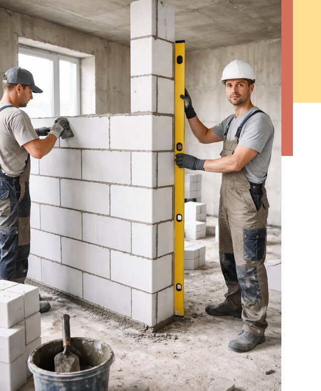 Кладка перегородок из пеноблока в Серпухове от 1829 руб. под ключ | ОТДЕЛОЧНИК-Срп