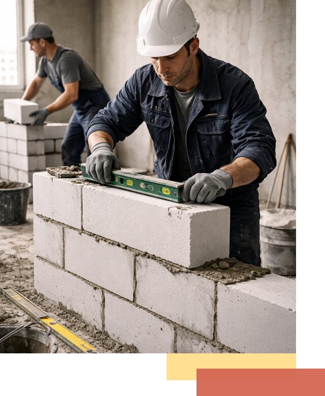 Кладка перегородок из пеноблока под ключ в Серпухове