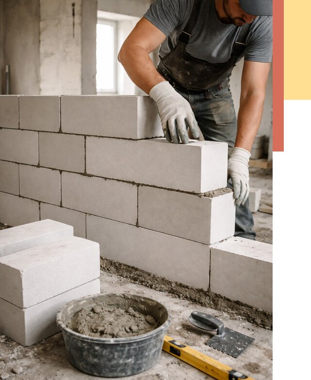 Кладка перегородок из силикатного блока в Серпухове от 4064 руб. под ключ | ОТДЕЛОЧНИК-Срп