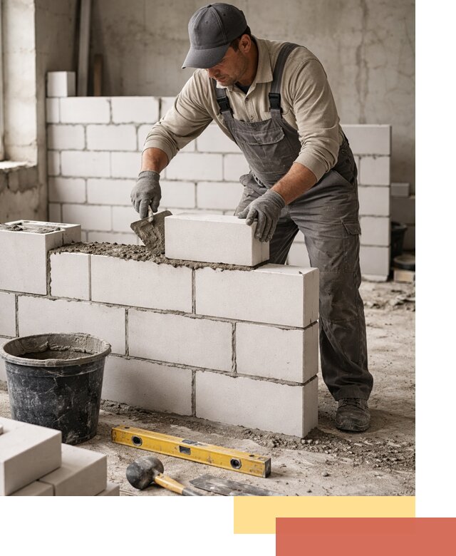 Кладка перегородок из силикатного блока в Серпухове