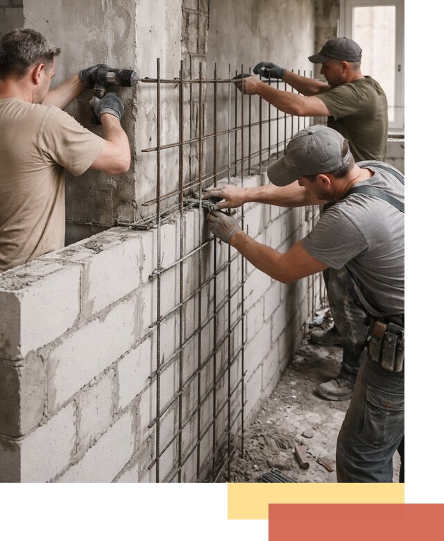 Армирование кладки перегородок в Серпухове профессионально и надёжно