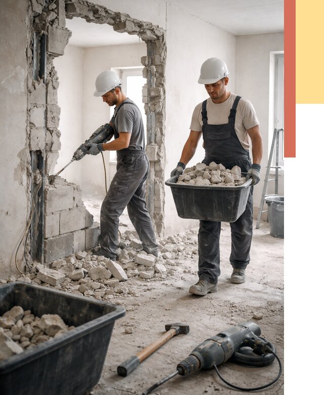 Демонтаж блоковых перегородок в Серпухове от 3810 руб. — быстро и недорого | ОТДЕЛОЧНИК-Срп