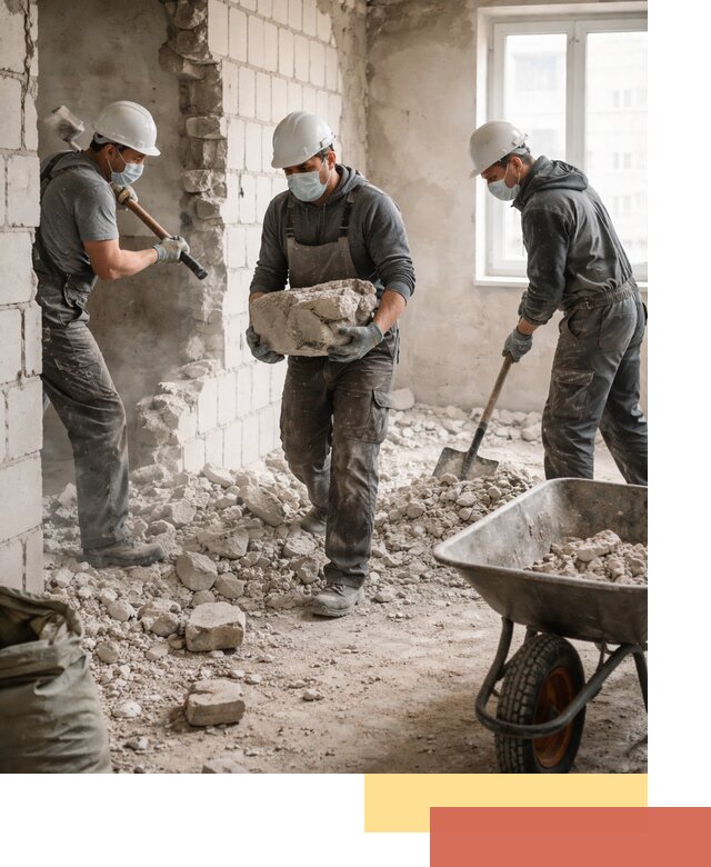 Демонтаж блочных перегородок в Серпухове быстро и аккуратно