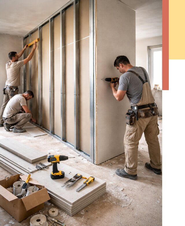 Монтаж однослойной перегородки из гипсокартона в Серпухове от 660 руб. | ОТДЕЛОЧНИК-Срп