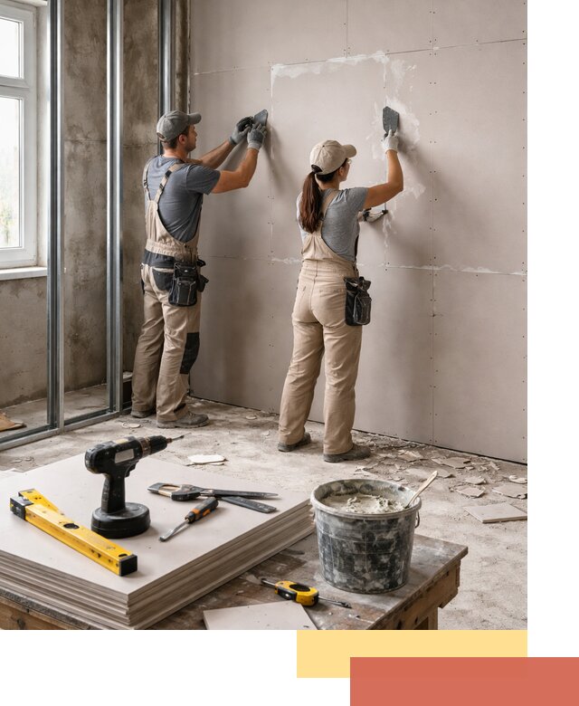 Монтаж двухслойной перегородки из гипсокартона в Серпухове