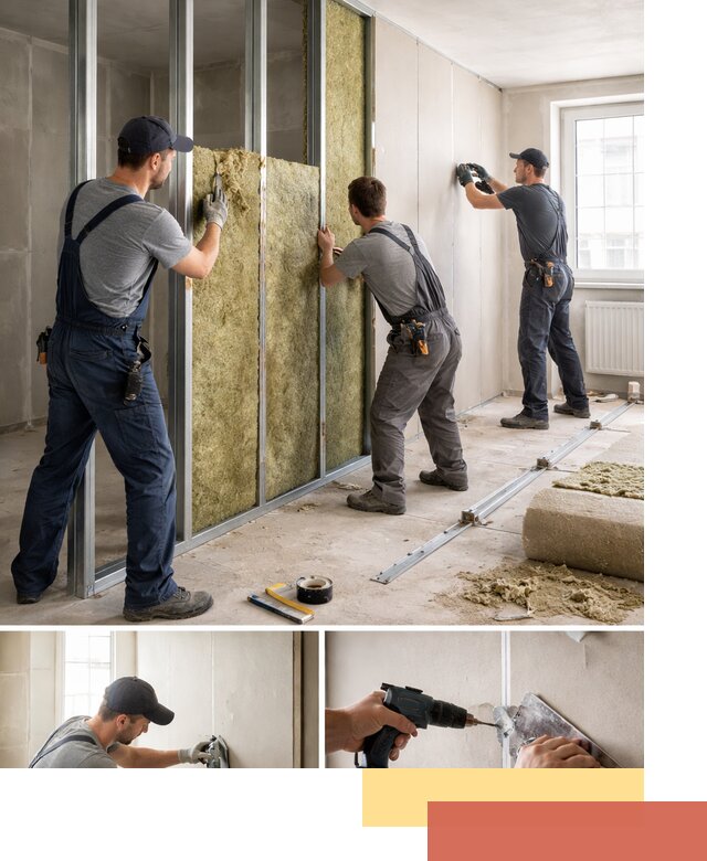 Перегородка из гипсокартона с шумоизоляцией в Серпухове — монтаж под ключ