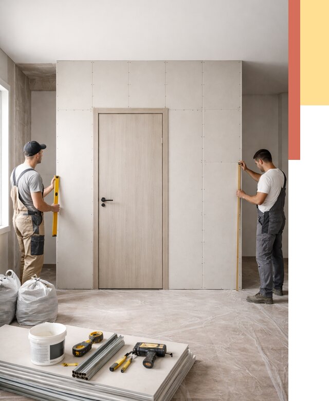 Перегородка из гипсокартона с дверью в Серпухове от 4572 руб. под ключ | ОТДЕЛОЧНИК-Срп