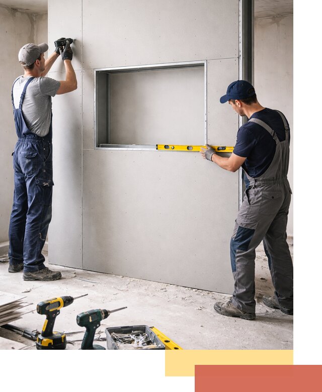 Перегородка из гипсокартона с нишей под декор в Серпухове