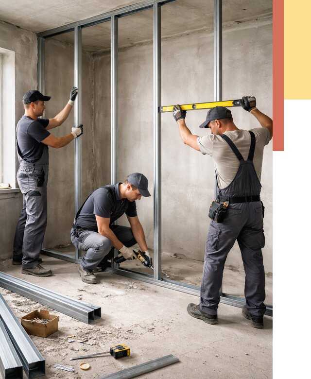 Монтаж каркаса перегородки из профиля в Серпухове от 762 руб. | ОТДЕЛОЧНИК-Срп