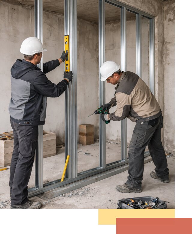 Монтаж каркаса перегородки из профиля в Серпухове