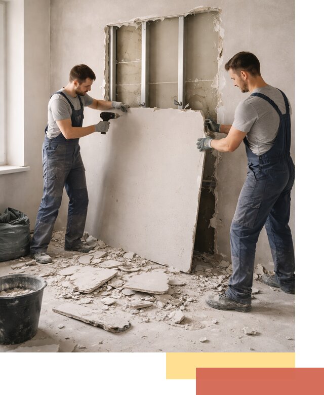 Демонтаж перегородки из гипсокартона в Серпухове быстрый и аккуратный