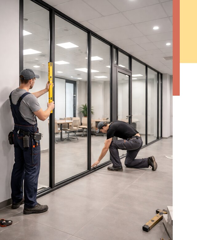 Каркасные стеклянные перегородки в Серпухове под ключ от 9348 руб. | ОТДЕЛОЧНИК-Срп