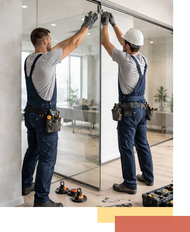 Безрамные стеклянные перегородки под ключ в Серпухове