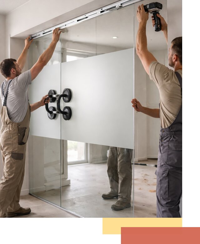 Матовые стеклянные перегородки под ключ в Серпухове