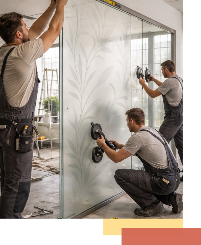 Стеклянные перегородки с рисунком на заказ в Серпухове