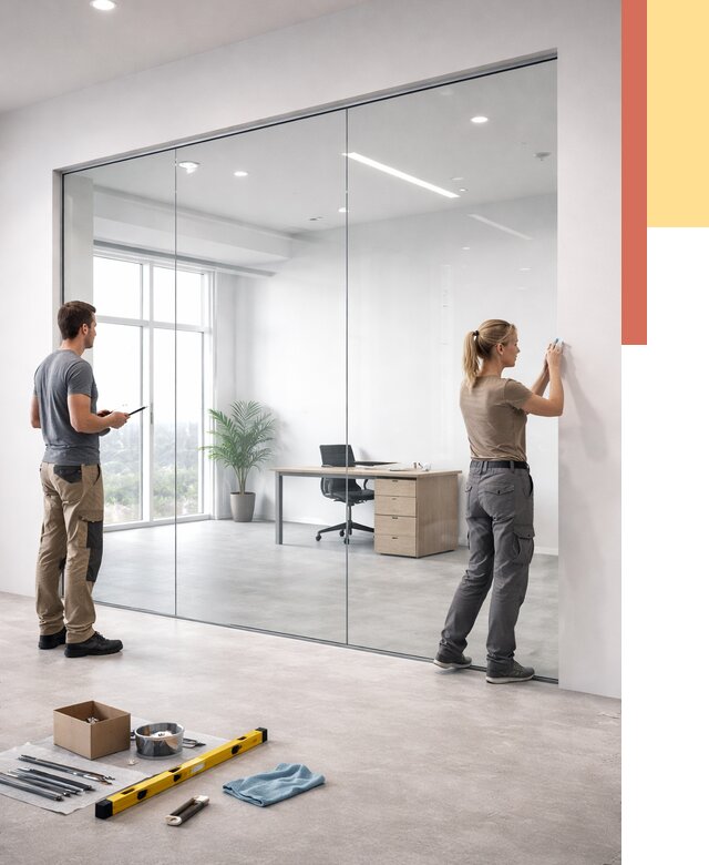 Перегородки из закаленного стекла в Серпухове от 9653 руб. под ключ | ОТДЕЛОЧНИК-Срп