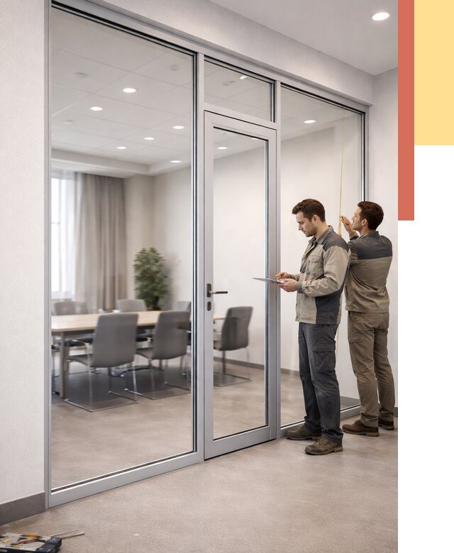 Установка и монтаж алюминиевых перегородок со стеклом в Серпухове от 8332 руб. | ОТДЕЛОЧНИК-Срп