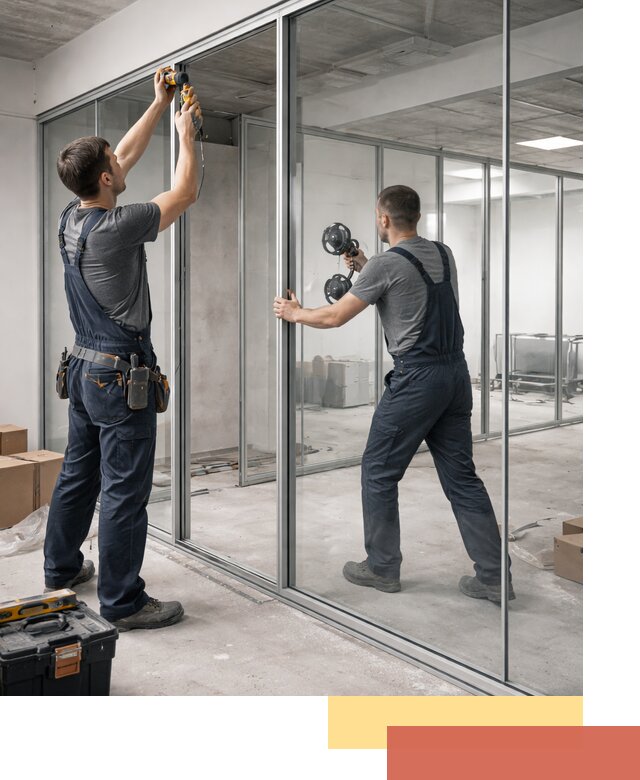 Алюминиевые перегородки со стеклом в Серпухове — изготовление и монтаж